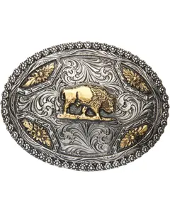Andwest Men's Oval Brass Buffalo Belt Buckle - 515