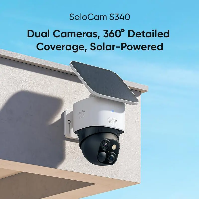 eufy S340 SoloCam Wireless Security Camera - Local Surveillance Monitor with 360° Pan & Tilt, AI Auto Tracking, Human & Vehicle Detection, Color Night Vision, No Monthly Fee