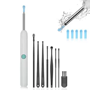 Ear Wax Removal Tool Camera 1080P HD ，Tips for iPhone iPad Android Black/White Wireless Ear Cleaner Kit with USB Cable Cleaning Brush