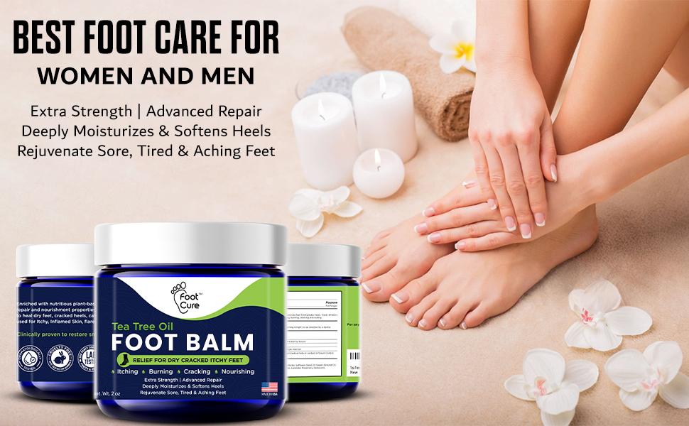 Foot Cure Tea Tree Foot Balm for Dry Cracked Feet Moisturizing Repair Cream Soothes Rough Heels and Odor Care