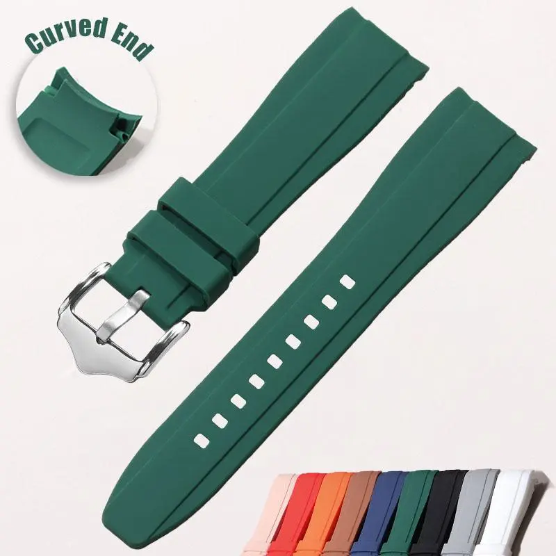 20mm 22mm Rubber Strap  Curved End Silicone Watch Band for Swatch for Omega Moonswatch Bracelet Waterproof Wristband