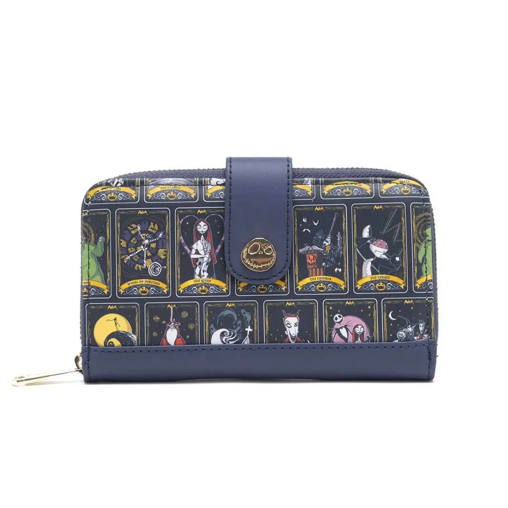 Loungefly Women's Faux Leather Wallet Purse - Disney Nightmare Before Christmas Allover Tarot Cartoon Character Pattern, 707 Street Exclusive, Basic Casual Fashion Wallet, Halloween Accessory, Graphic, Cartoon Character Pattern Women's Wallets