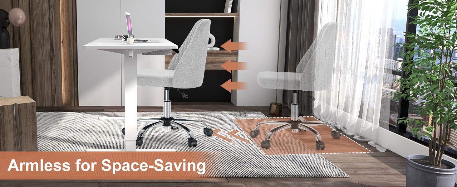 Office Chair , Modern Fabric Home Office Desk Chairs with Wheels Adjustable Swivel Task Computer Vanity Chair for Small Spaces for Christmas Gifts