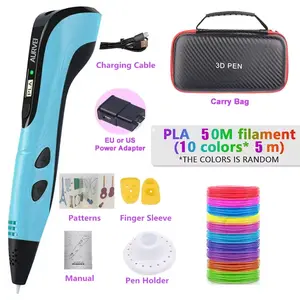 3D Pen for Kids & Adults Set with LCD Screen, Adjustable Temperature & Speed – Includes Carry Bag, Finger Protector, Stencil Book, 10 PLA Filaments & Type-C Charger