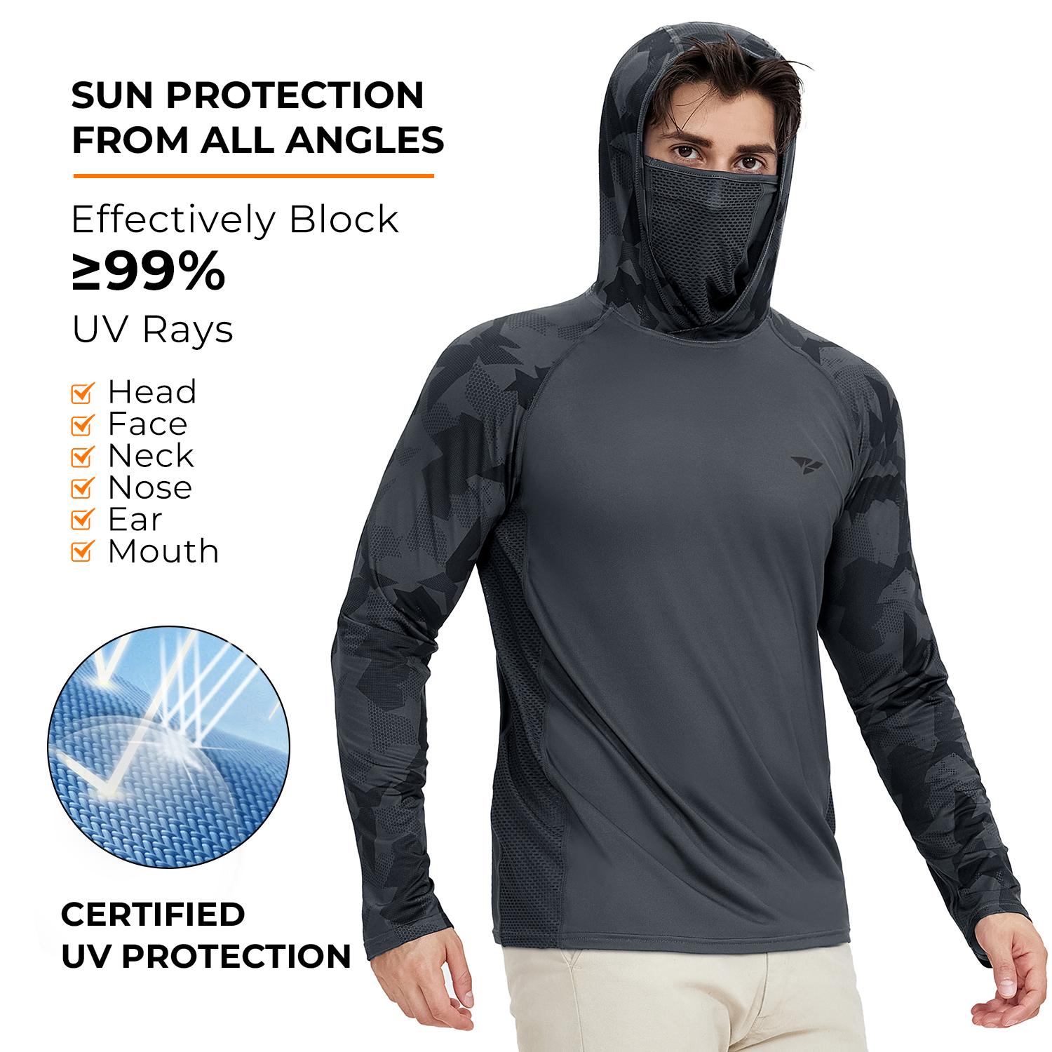 RODEEL 915 Sun Hoodie Shirts w/ Mask Neck Gaiter Men UPF 50+ UV Protection Long Sleeve Lightweight Quick Dry Moisture Wicking Breathable Cooling Athletic Activewear for Outdoor Fishing Boating Hiking Construction Roofing Framing Landscaping summervibes RODEEL 915 Sun Hoodie Shirts w/ Mask Neck Gaiter Men UPF 50+ UV Protection Long Sleeve Lightweight Quick Dry Moisture Wicking Breathable Cooling Athletic Activewear for Outdoor Fishing Boating Hiking Construction Roofing Framing Landscaping summervibes