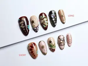 Boho-Inspired Press-On Nails/Gothic nails /Hand painted Fake Nails/luxury press on nails/y2k nails/abstract nails/Birthday
