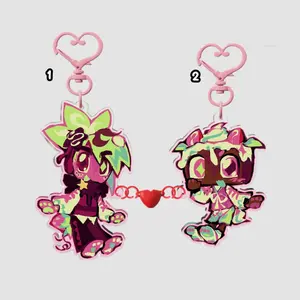 Dandy's world valentine magnetic charms: Sprout and Cosmo keychains/ fruitcake charm