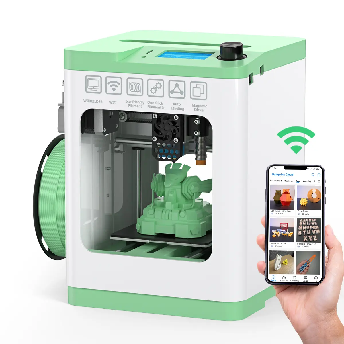 Entina TINA2S 3D Printers with WiFi Cloud Printing, Huge Library, Fully Assembled, Mini 3D Printer for Beginners and Kids with Auto Leveling, High Precision FDM 3D Printer for Home, School and Office,Birthday Gift