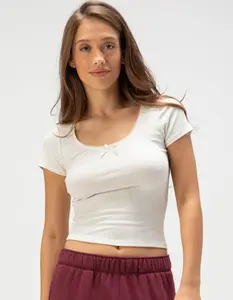TILLYS Bow Picot Trim Womens Top