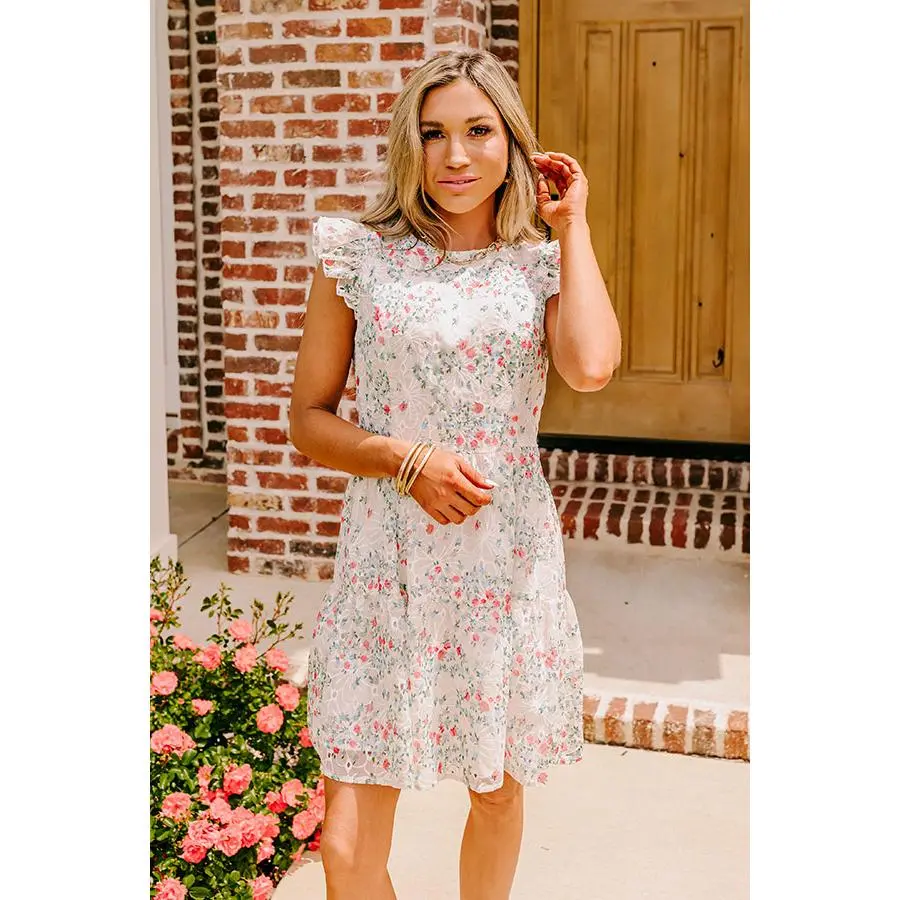 English Tea Garden Embroidered Eyelet Mini Dress