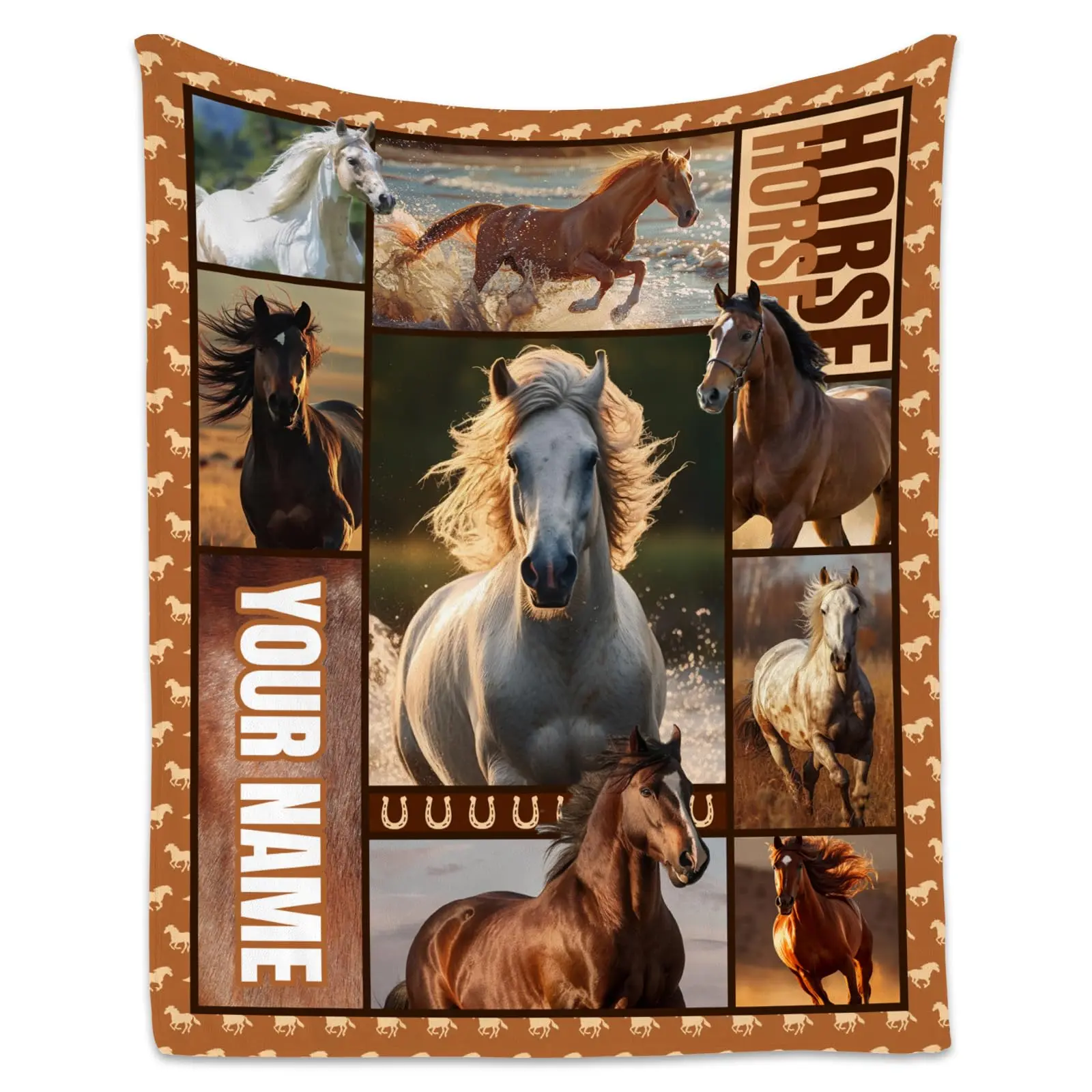 Customized horse blankets for girls. Personalized horse gifts for girls，orse THrow blankets for adult women. Cowgirl blanket for room decoration
