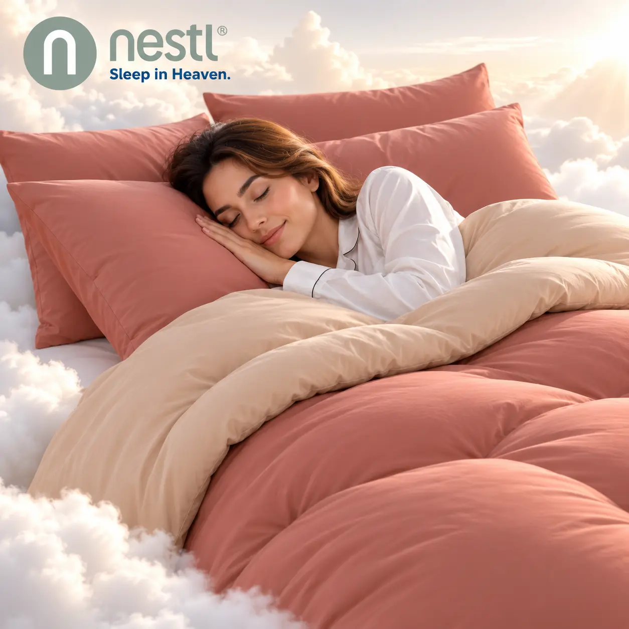 NESTL Queen Size 3-Piece Reversible Marshmallow Double-Stuffed Fluffy Core Bedding Set, Soft Modern Bedroom Linens, Lightweight Duvet Insert, Reversible Quilt Set, Bedding Sets