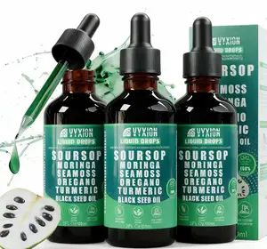 VYXION Pure Soursop 10-in-1 Liquid Drops Extract - Dietary Supplement with Seamoss, Moringa, Black Seed Oil, Turmeric, Oregano - Natural Health & Fitness Wellness Blend