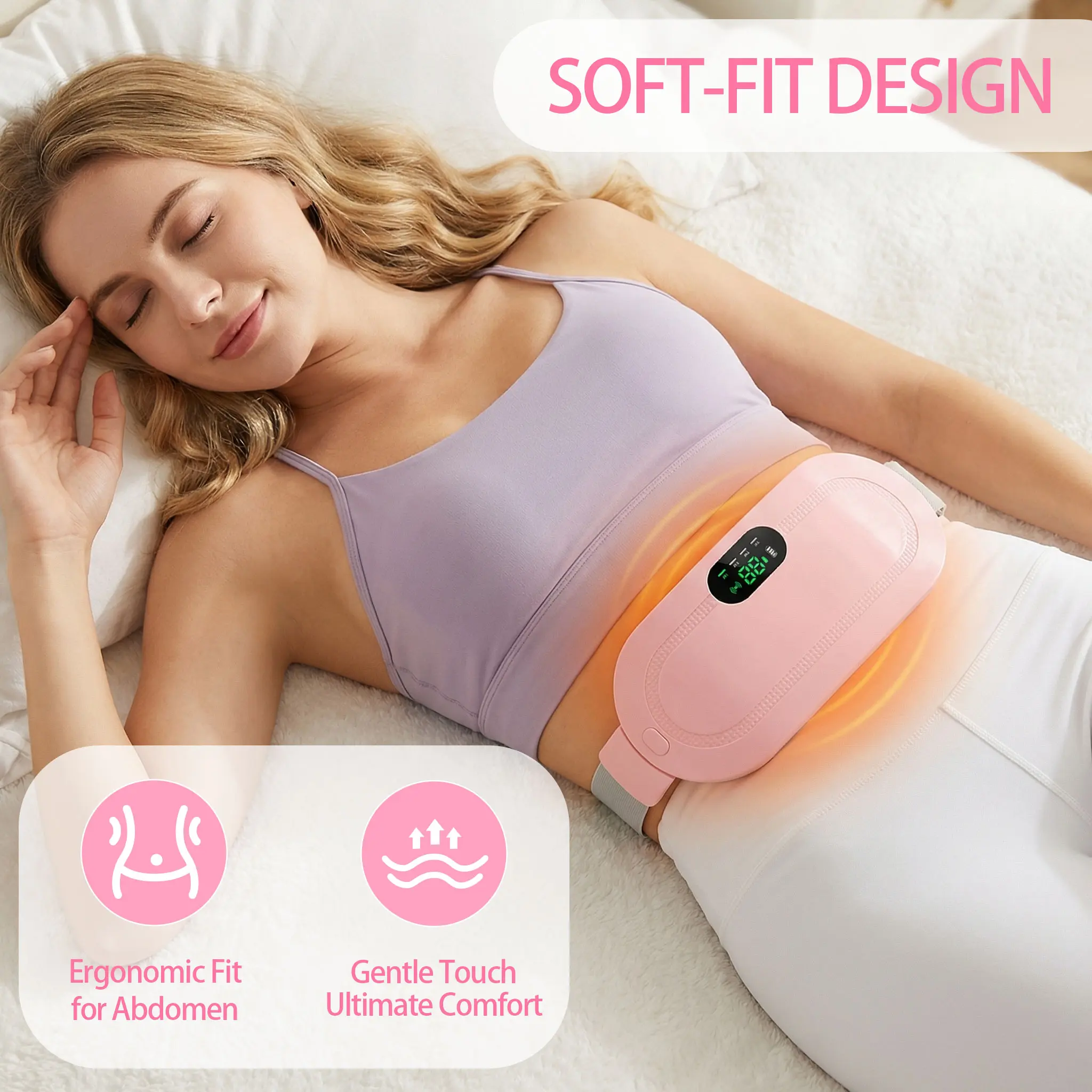 Neidga Menstrual Heating Pad Smart Uterus Warmer Belt, Cordless Heating Pad, Electric Waist Belt, Waist-Vibrating Abdominal Massager  Gift Daily