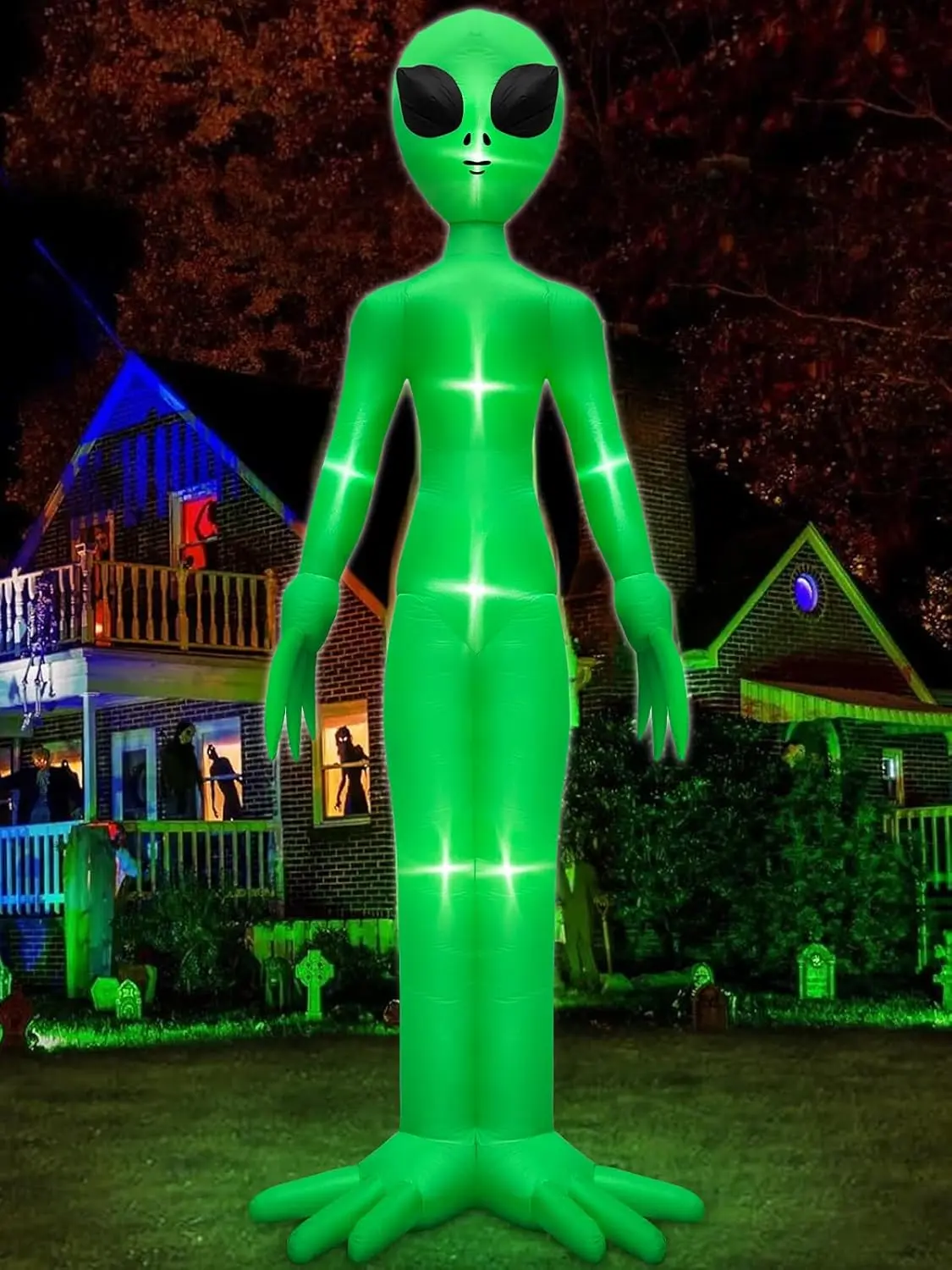 14 Ft Giant Halloween Inflatable Alien Decoration with Built-in LEDs | Outdoor Blow Up Alien Ghost Halloween Decor for Yard Garden Lawn Holiday Party