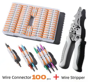 Quick Wire Connection Assortment Kit with Wire Stripper & 50pcs Lever Connectors for 28-12 AWG Wires Safe Reliable for Home Office Factory