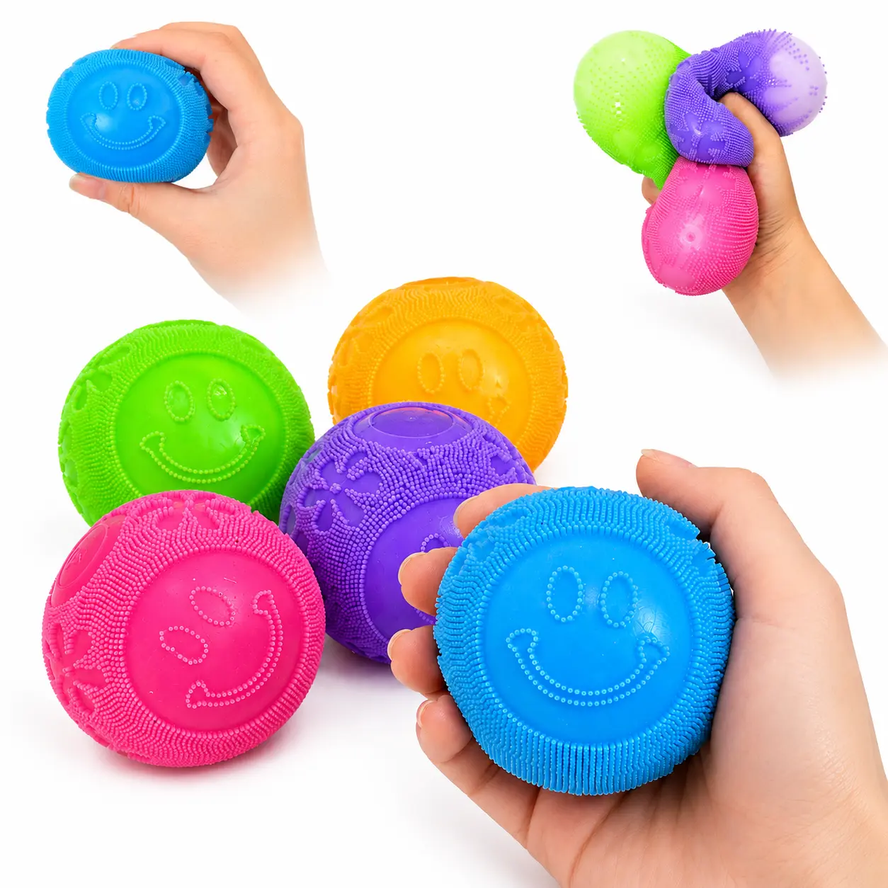 [dealsforyou]Sensory Squeeze Ball Toy, Textured TPR Stress Relief Ball with Soft Grip Surface, Fun Fidget Toy for Kids Adults, Portable Desk Toy for Home Office Travel