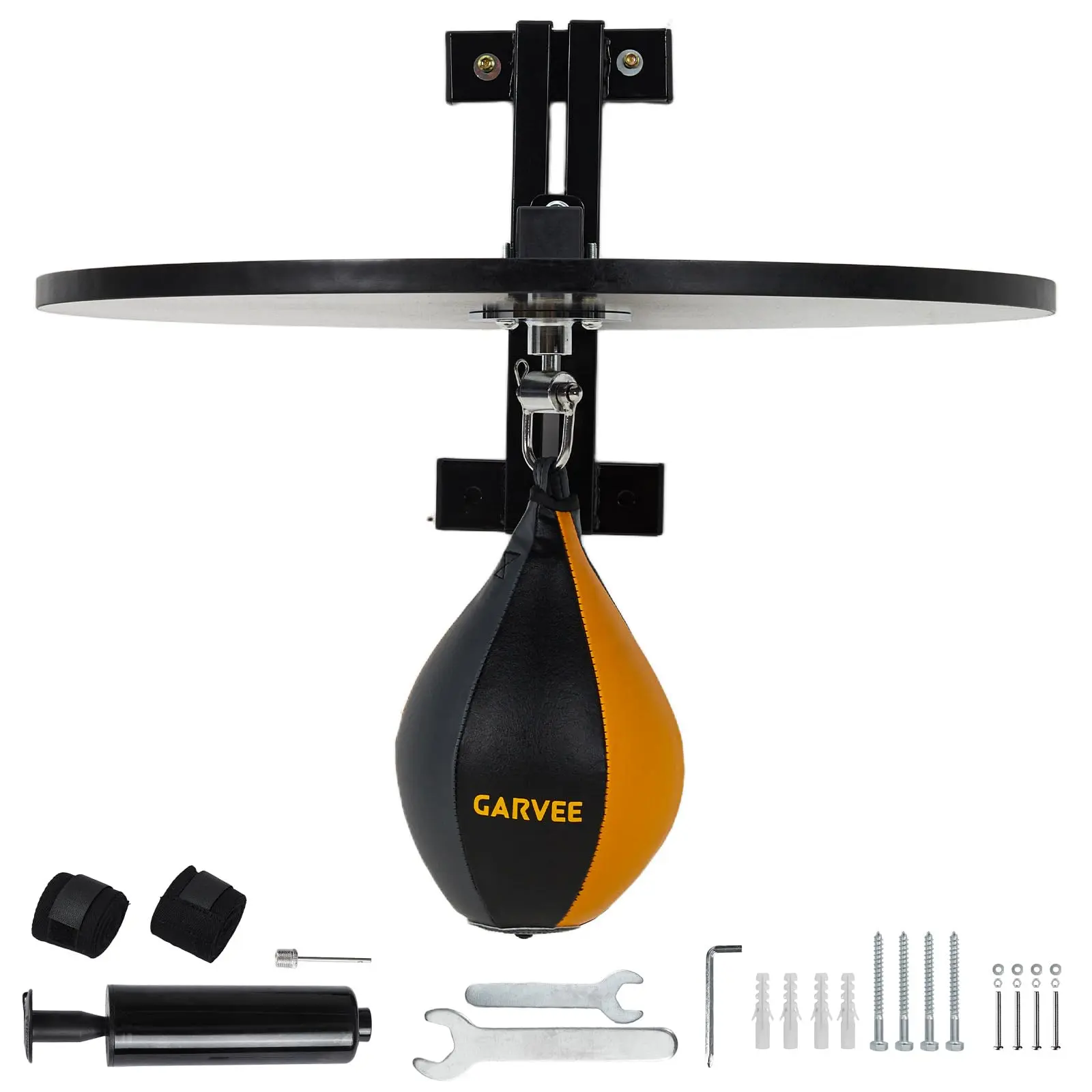 Garvee Hardwood Speed Bag Platform Kit with Adjustable Mount 360 Degree Swivel and Includes Speed Bag Air Pump for Boxing Training and Home Gym Workout