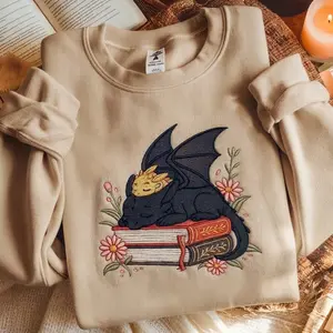 Dragon Book Embroidered Sweatshirt, Fantasy Book Reader Sweatshirt, Fourth Wing Sweater, Basgiath War College Shirt, Dragon Book Lover Shirt