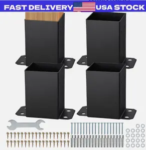 4 Pack 4x4 Post Base Brackets Heavy Duty Wood Post Fence Post Anchor