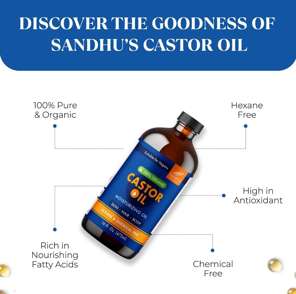 【Sandhus】Scalp Stimulator, Castor Oil, Herbal Blend for Thicker Hair and Better Skin, Comfort Hair Care Vitamin Oil, Multi-functional Strengthening & Smoothing Hair Care Liquid