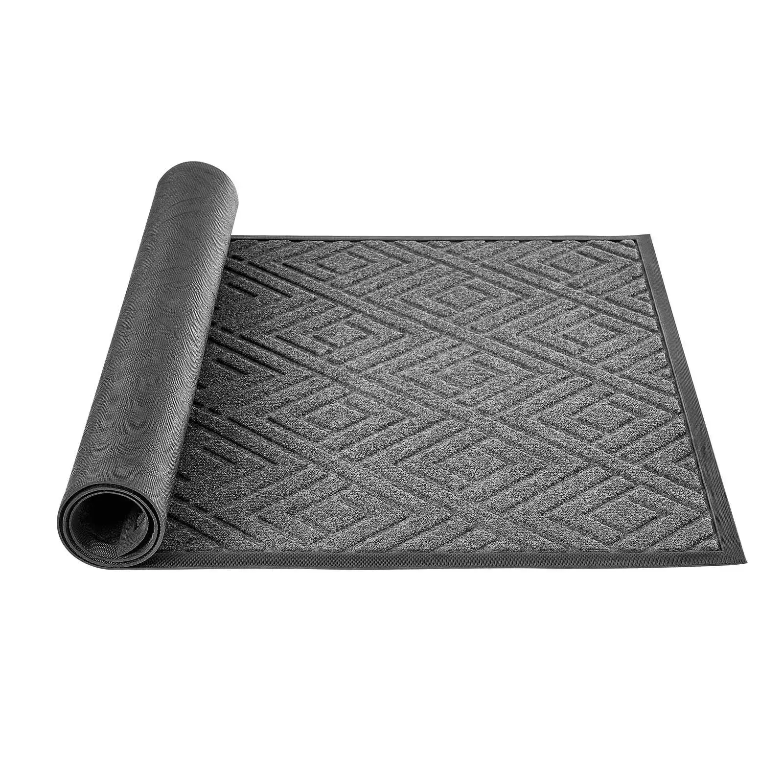Grey Front Door Mat, 61.5x36 in Heavy-Duty Washable Commercial Rug with TPE Backing, Modern Stylish Indoor-Outdoor Entry Mat for Hallway, Garage