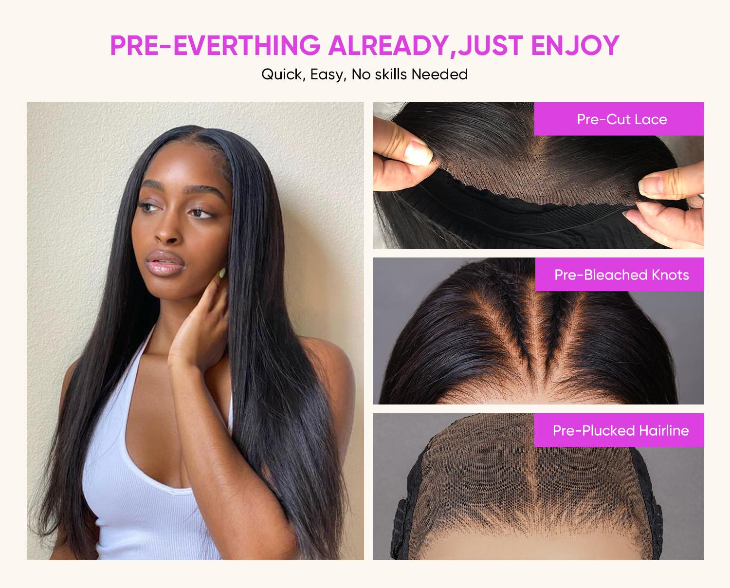 Wigfever Pre-Layered Cut Style 7*4 Lace Silky Straight & 9*6 Lace Body Wave Bleached Knots Wear Go Glueless Pre-Cut And Pre Plucked HD Lace Closure Human Hair Lace Front Wig #Spring Glow-Up