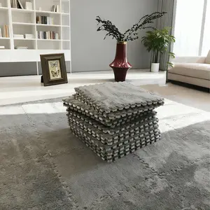 12Pcs Plush Puzzle Foam Floor Mats  Soft, Fluffy Interlocking Square Foam Tiles  Grey, White, Brown, Pink, Rose Red  Suitable for Bedrooms, Living Rooms, Home Decor, Pet Areas