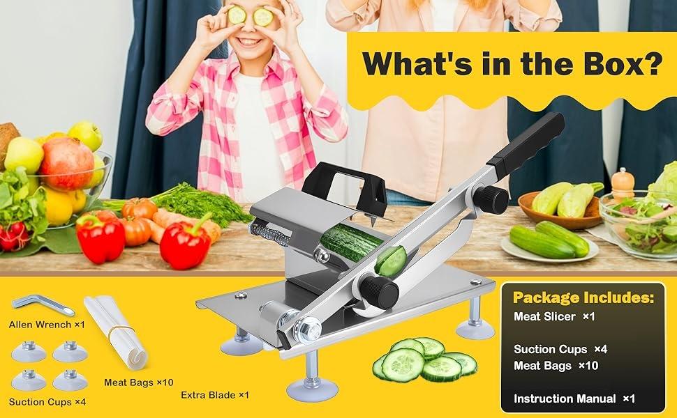 Manual Frozen Meat Slicer Upgraded Stainless Steel Meat Cutter for Beef Mutton Bacon Home Food Slicing Machine for Hot Pot BBQ