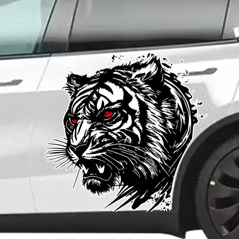 Tiger Head Pattern Car Sticker, 1 Pair Cool Car Vinyl Sticker, Sticker For Cars, Car Bumper Sticker, Car Exterior Decoration Accessories, Vehicle Exterior Decoration for Car, Motorcycle, Car Truck Decal