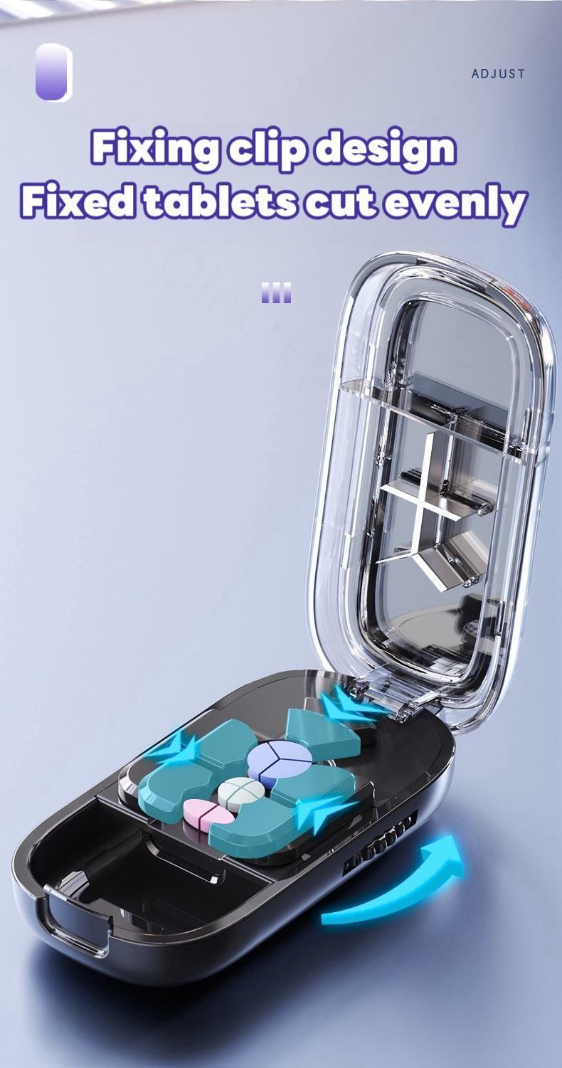 Upgrade Compact Pill Splitter Box - 3-in-1 Medicine Cutter for 1/4 1/2 & 1/3 Doses | Portable Tablet Organizer for Travel, Pet Medication & Daily Use | Fits Different Pill Sizes, Pink,Holiday Haul,TikTok Shop Deals, 2026 Jumpstart Sale