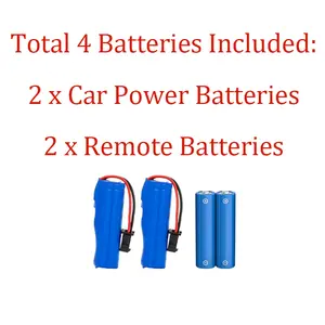 Total 4 Batteries Included:  2 x Car Power Batteries  2 x Remote Batteries
