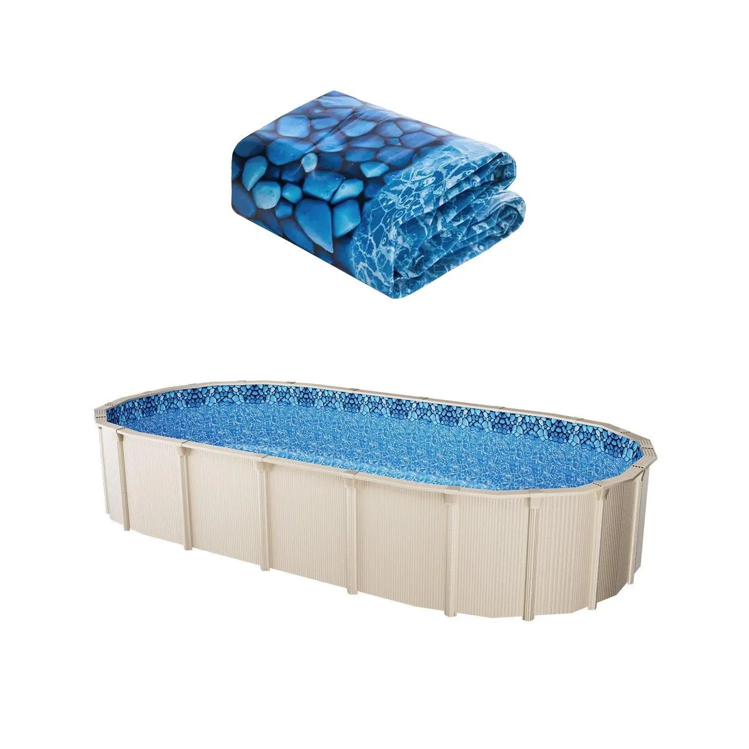 VEVOR Oval 12x24ft Unibead Vinyl Swimming Pool Liner, 52in Wall Height, Leakproof Durable Outdoor Accessory for Home Improvement, Blocks Sun Rays, Compatible with Pool Cleaners, Ideal for Outdoor Furniture Setups#BackToSchool