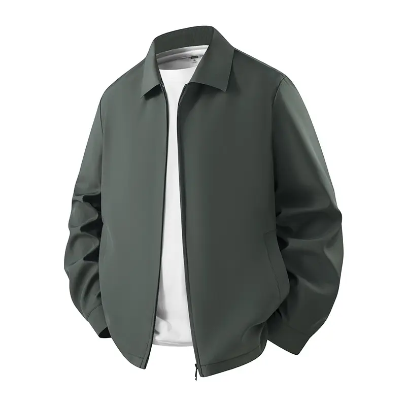 Men Classic Lapel Harrington Jacket Lightweight Water Resistant Windbreaker Zip Up Coach Jacket Breathable Business Casual Work Coat Side Pocket Spring Fall Daily Outerwear