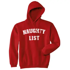 Naughty List Unisex Hoodie Funny Sarcastic Christmas Hooded Sweatshirt Unisex Vintage Fashion Hoodies Christmas Hoodie Novelty Sweatshirt Red -