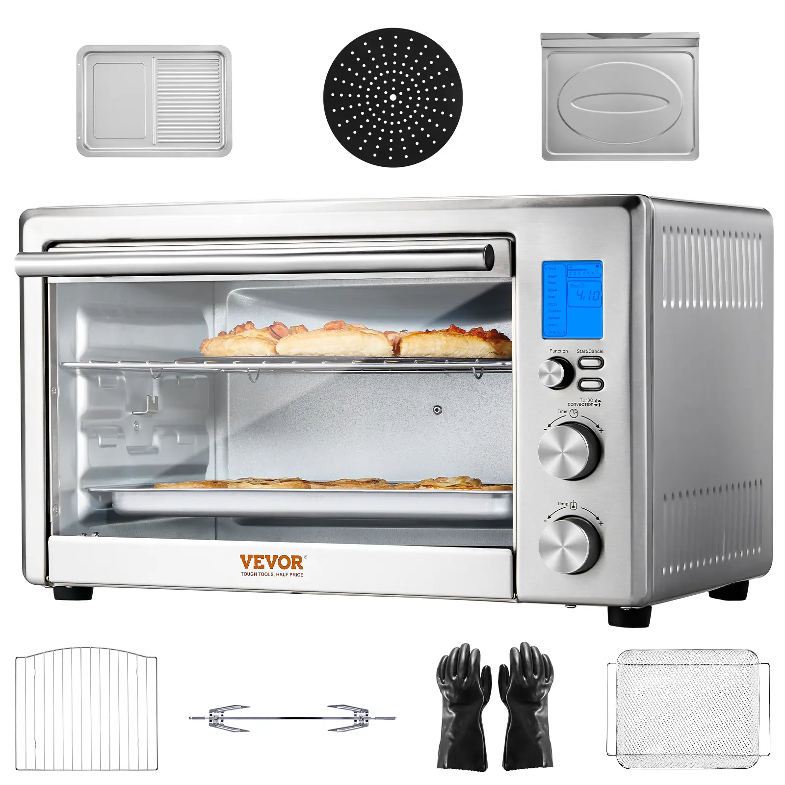 【Summerfinds】VEVOR 13-IN-1 Air Fryer Toaster Oven 28L/29.6Qt Convection Oven1800W 2-Tier Toaster Ovens Countertop Combo with Wire RacksPizza PanGlovesHome and Commercial Use, Programmable Convection Ovens