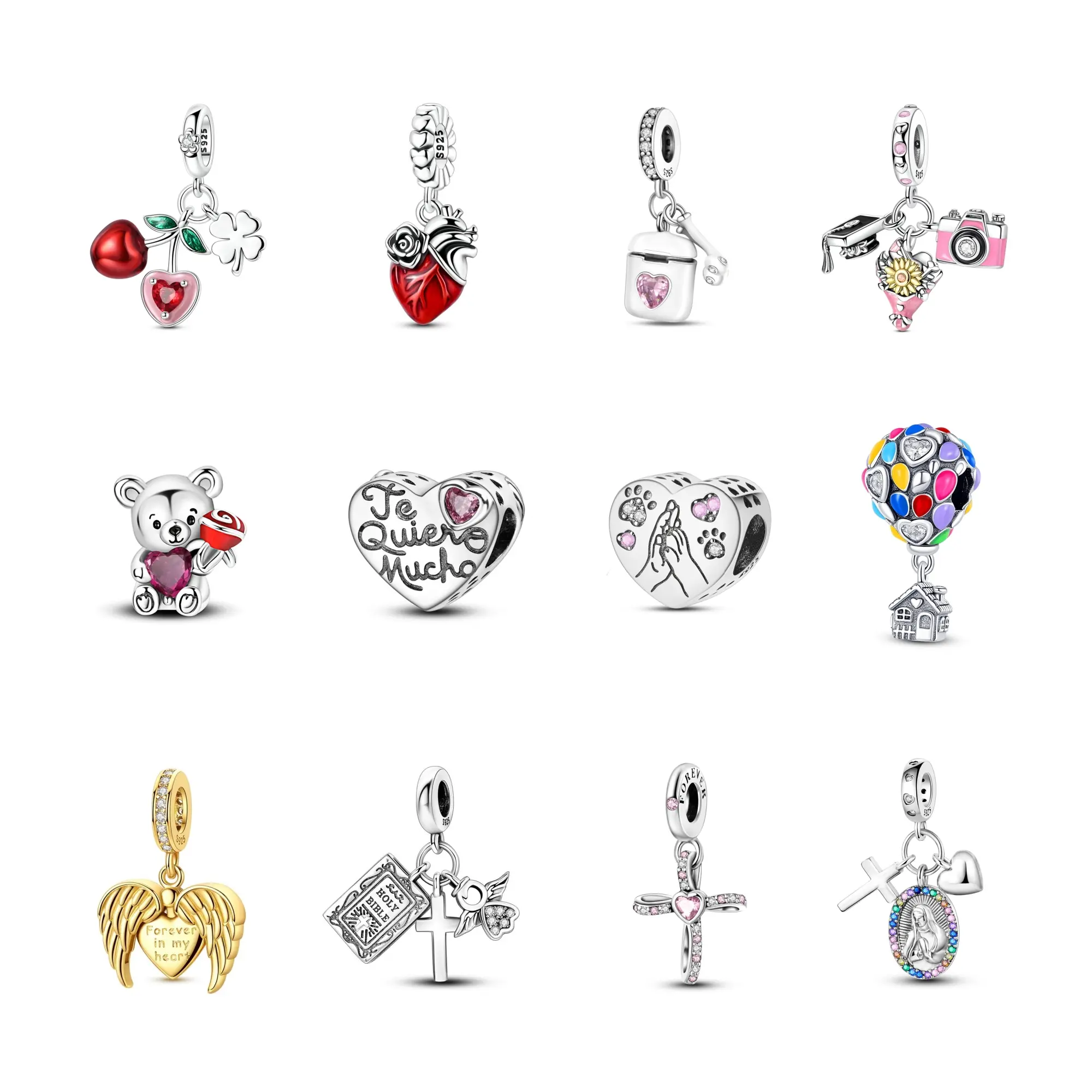 MULA Pendant Charm for Women, Elegant and Versatile S925 Silver-plated Numbered Bead for Pandora Style Bracelets, Anniversary & Birthday Gift, Charms & Pendants, Necklaces
