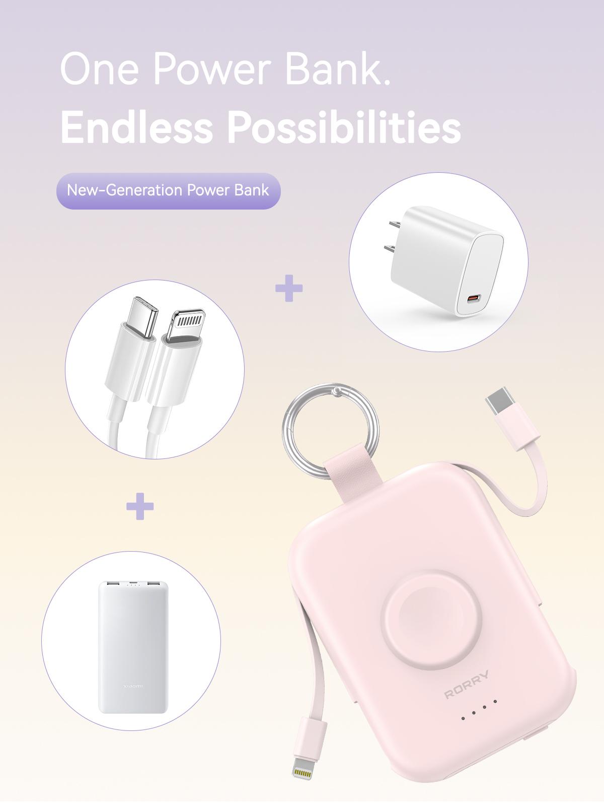 RORRY CharmGo 5000mAh Portable Charger Power Bank with Built-in Cables Travel Keychain Battery Pack for Apple Watch iPhone AirPods Compact & Travel-Friendly Gift Ideas backtoschool RORRY CharmGo 5000mAh Portable Charger Power Bank with Built-in Cables Travel Keychain Battery Pack for Apple Watch iPhone AirPods Compact & Travel-Friendly Gift Ideas backtoschool
