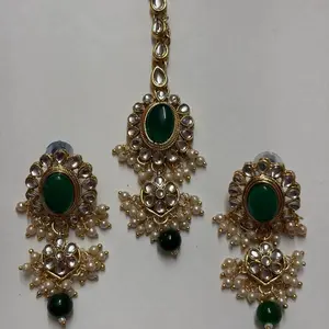 Indian Traditional Choker Necklace & Earring Set with Tika. Available in Different Colors. Perfect for Any Occasion. Eid Collection