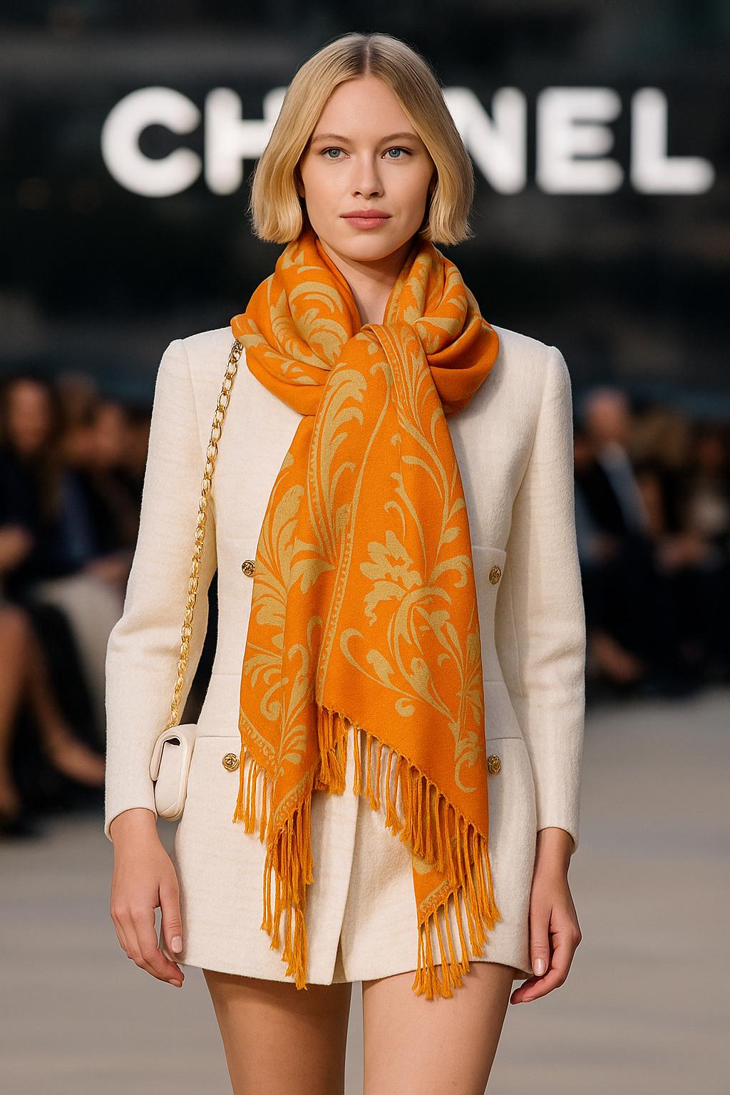 Women's Reversible Floral Boho Scarf - Oversized Shawl with Fringe Details Lightweight Soft Fabric Intricate Floral Design Classic Fringed Hem Elegant Layering Accessory