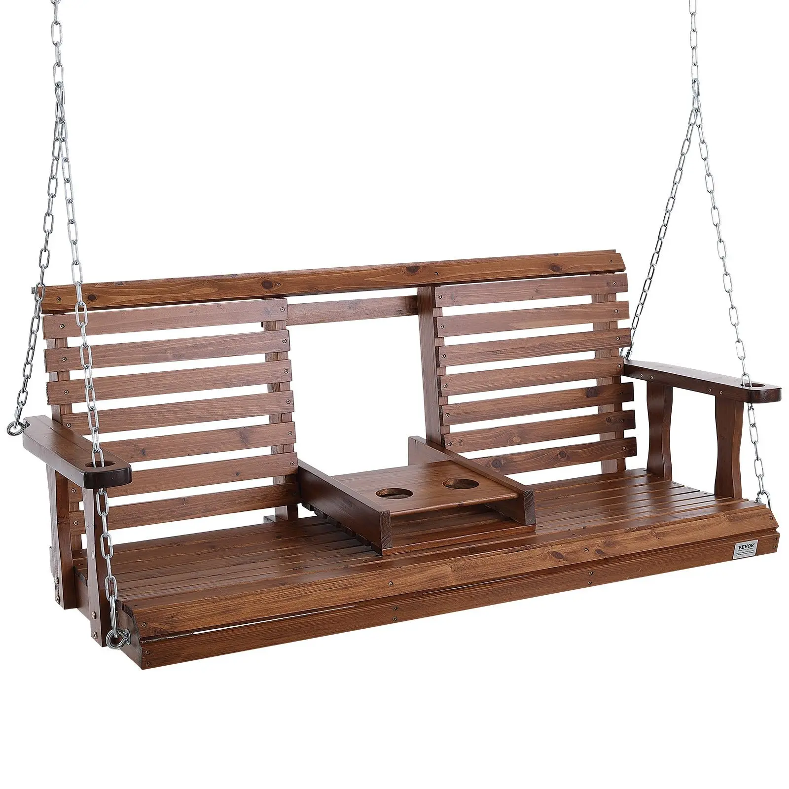【SummerFinds】VEVOR Wooden Porch Swing 5 ft,  , Patio bench swing for Courtyard & Garden, Upgraded 880 lbs Strong Load Capacity, Heavy Duty Swing Chair Bench with Hanging Chains for Outdoors, Brown