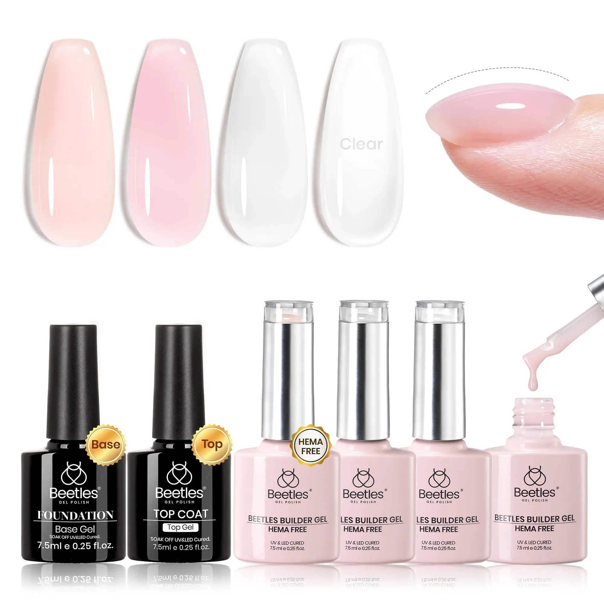 Beetles Builder Gel - 8 in 1 Nail Builder Strengthener Gel Clear Builder Extension Nail Gel Nail Art Design for Girls Fall Nail Halloween Nail Black Friday Winter Nail Christmas Gift
