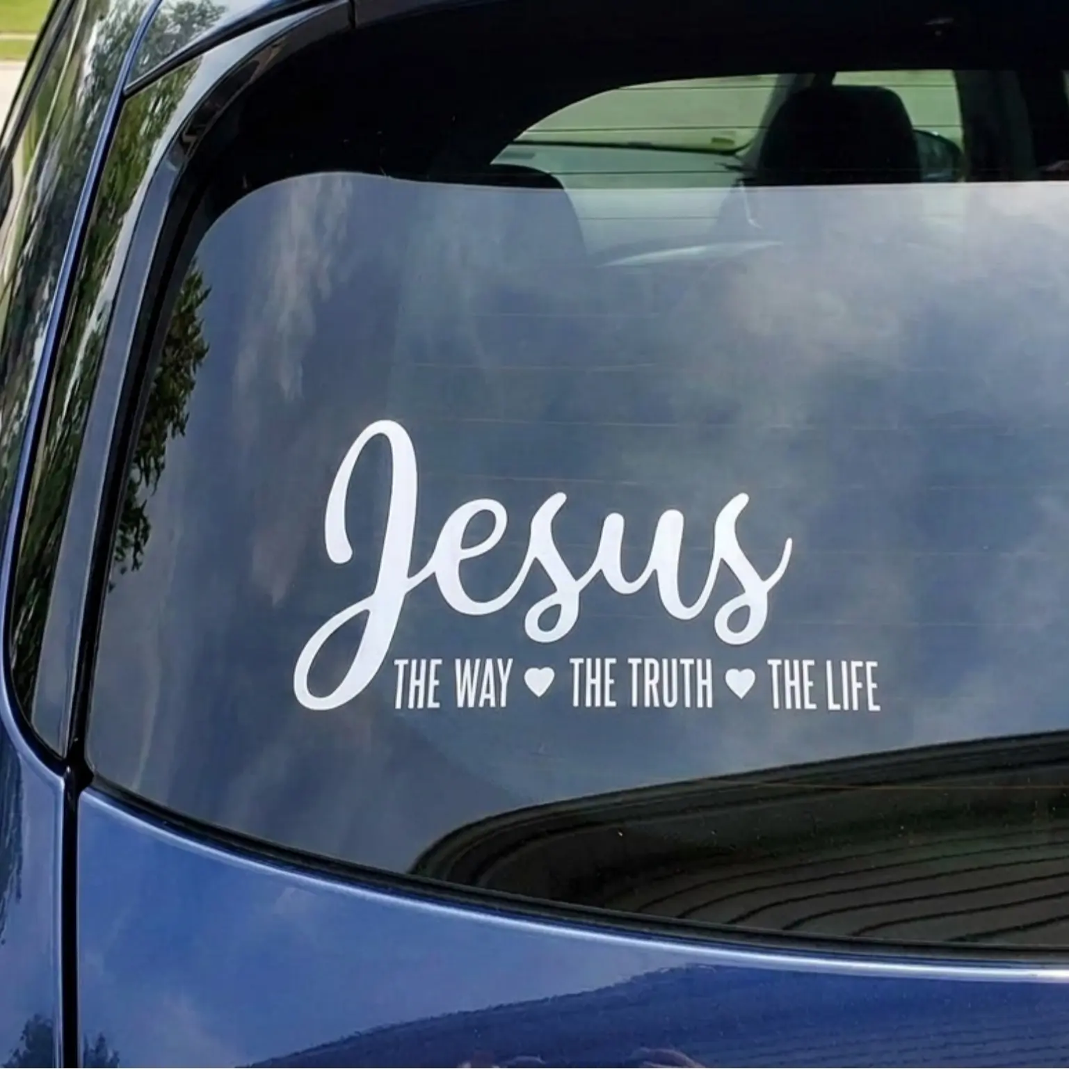 Jesus The Way The Truth The Life Vinyl Car Decal, Inspirational Christian Bible Verse Window Sticker, Waterproof Faith Decor For Truck SUV Van Laptop, Religious Spiritual Gift For Christian Believers Church Friends