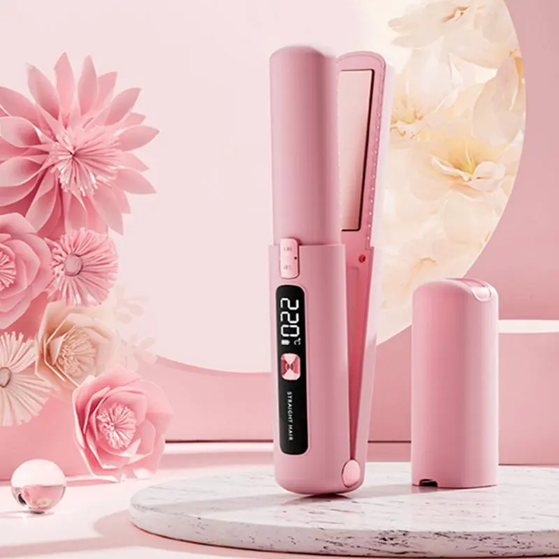 Wireless Hair Straightener, Cordless Straightener, Portable Hair Straightening Iron with Adjustable Temperature, Hair Styling Tool for Home & Travel