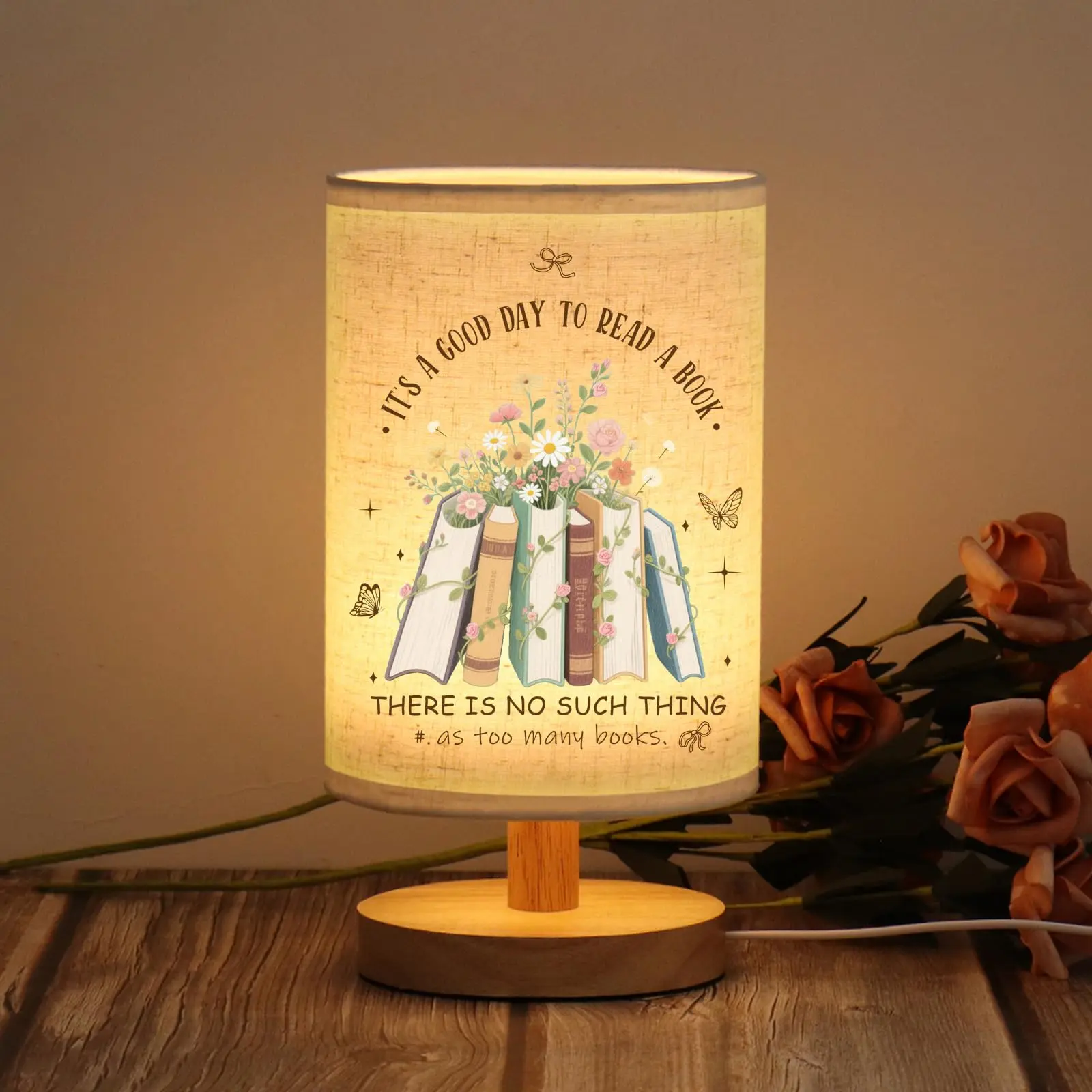 Book Lovers Gifts Table Lamp, Bookish Gifts for Books Lovers Women, Librarian Club Gift for Readers Bookworms Christmas Birthday Gifts for Women Readers