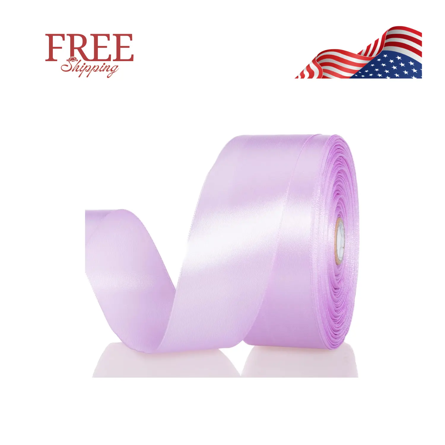 1 1/2 Inch Lilac Solid Satin Ribbon, 50 Yards Craft Fabric Ribbon
