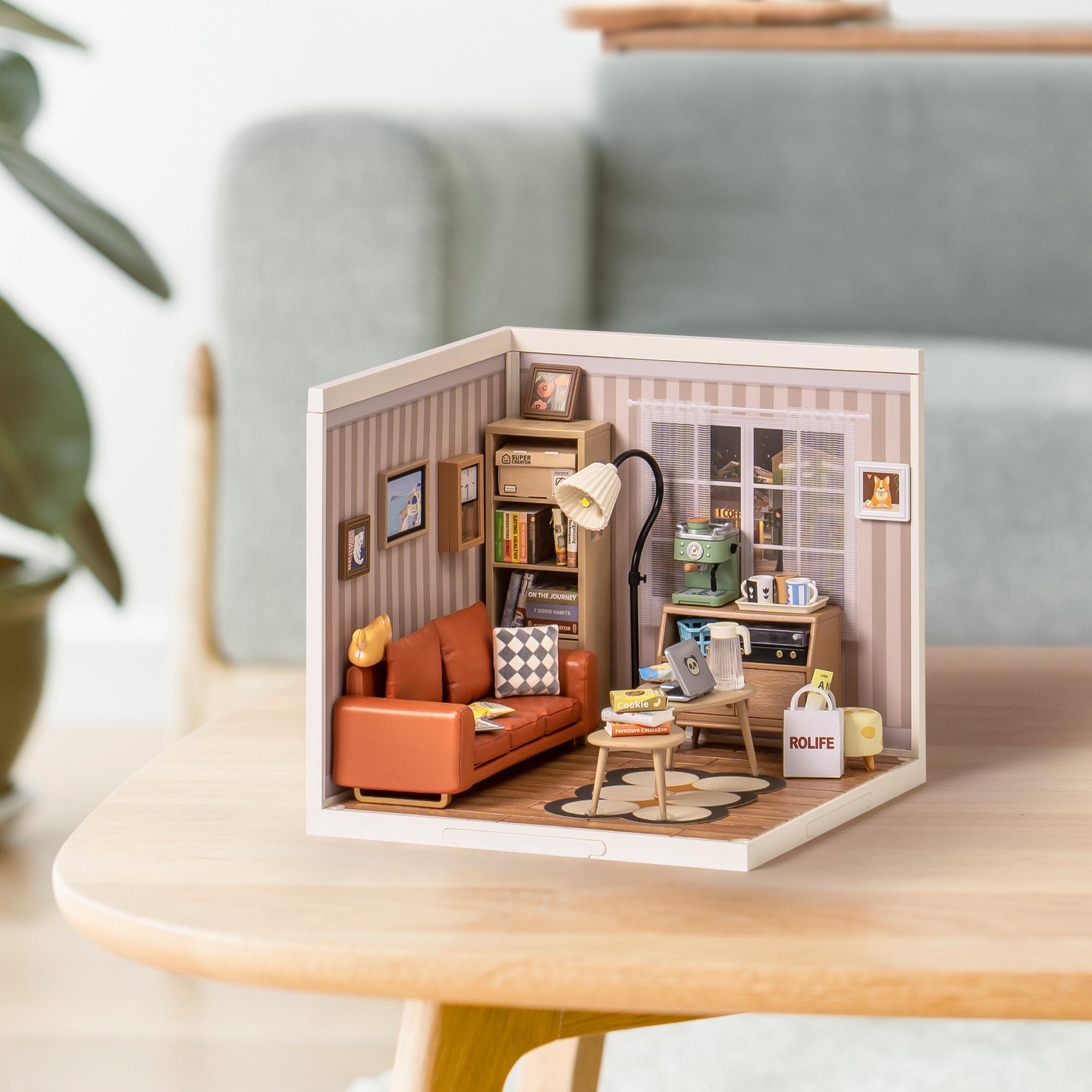 Rolife Cozy Living Lounge DIY Plastic Miniature House DW007
