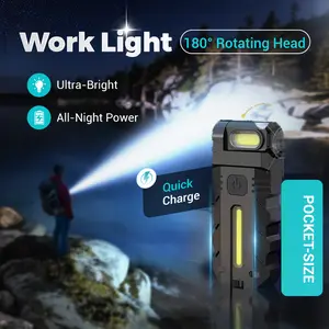 180° Rotating Head LED Work Light Ultra-Bright All-Night Power Quick Charge Pocket-Sized EDC Design