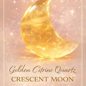 for Golden Citrine Quartz Crescent Moon Carving | Celestial Crystal Decor | Manifestation Energy Stone