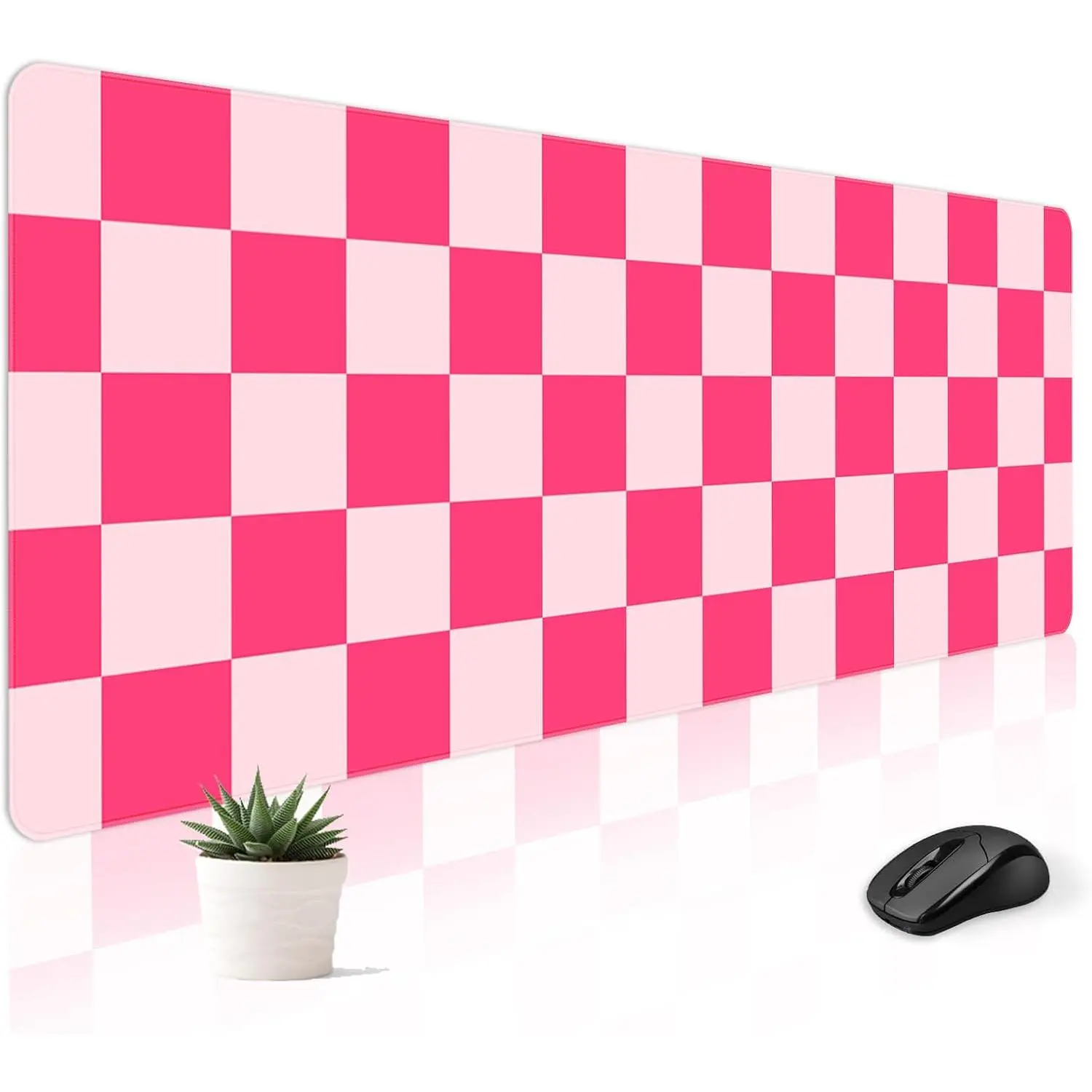 XXL 24X14''" Plaid Kawaii Wide Gaming Mousepad Desk Mat - Desk Accessories for Desktop/Laptop, Girly Cute Aesthetic Design for Women Gamers & Office Use